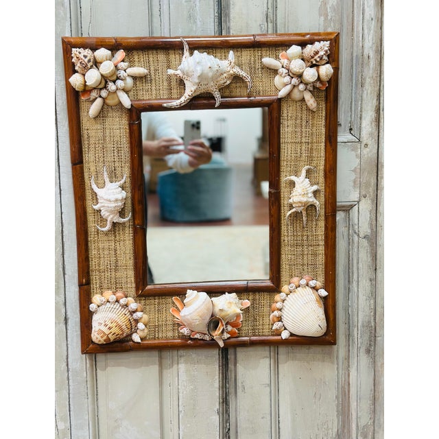 Vintage Rattan and Shell Mirror For Sale - Image 9 of 9