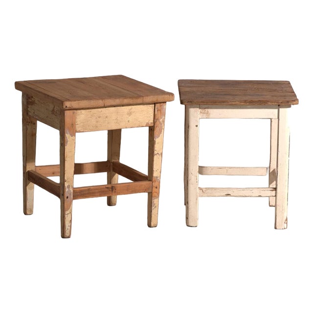 Bedside Tables in Pine Wood, Central Europe, 1940, Set of 2 For Sale