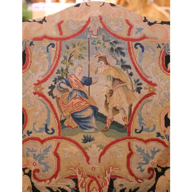 Green Pair of 19th Century French Louis XV Armchairs With Needlepoint Upholstery For Sale - Image 8 of 12