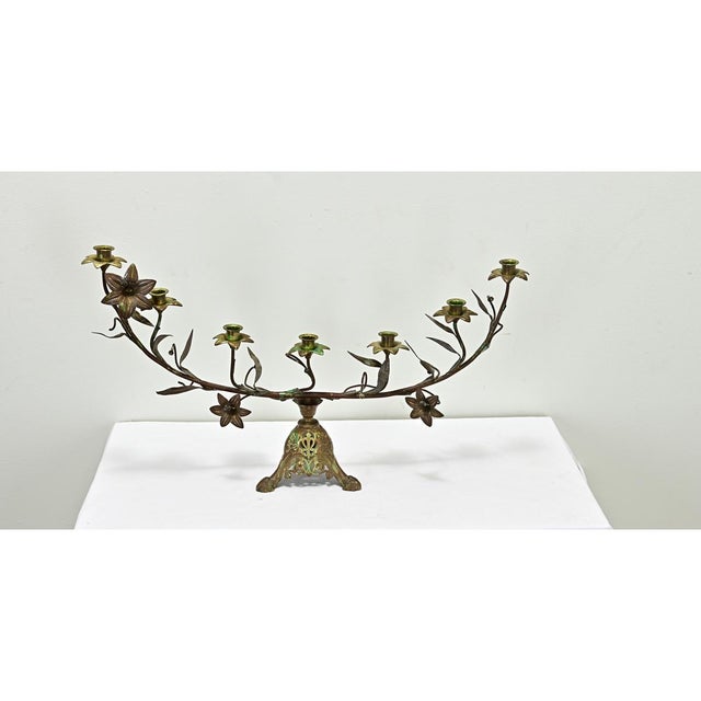 French 19th Century Brass Altar Candelabra For Sale - Image 10 of 11