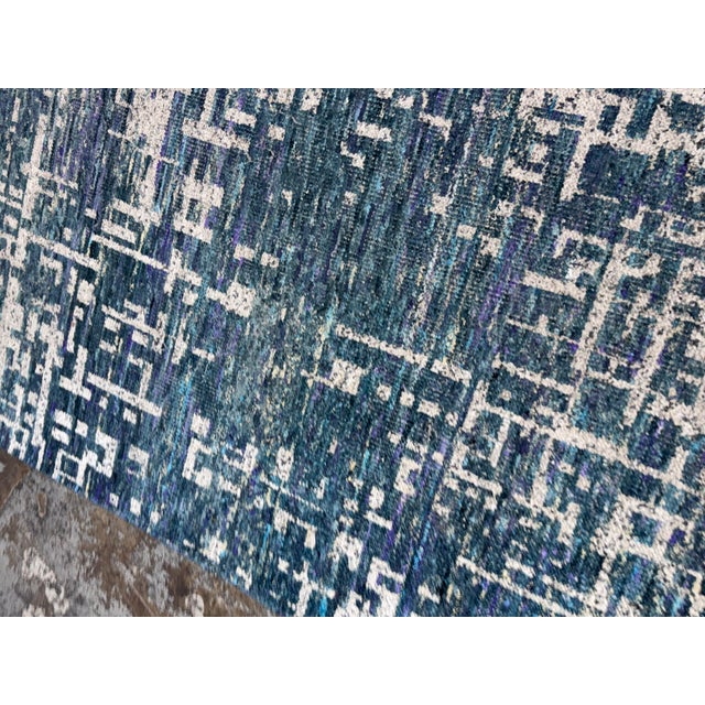 6ft 2in × 9ft Crate & Barrel Celosia Indigo Blue Hand Knotted Rug For Sale - Image 11 of 12