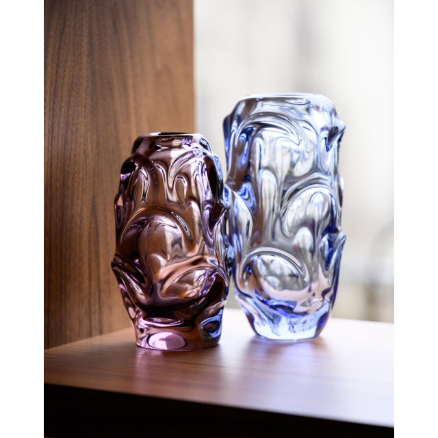 Lilac and Blue Glass Vases attributed to Jan Beranek for Skrdlovice, 1960, Set of 2 For Sale - Image 10 of 18