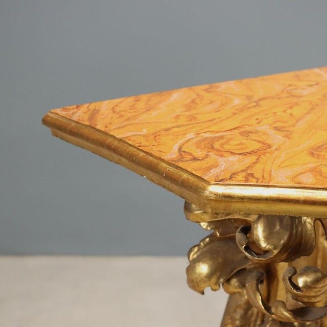 Baroque Console Table in Carved and Gilded Wood For Sale - Image 4 of 12