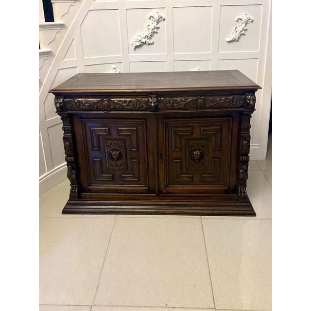 Antique Carved Oak Sideboard, 1880s For Sale - Image 3 of 16