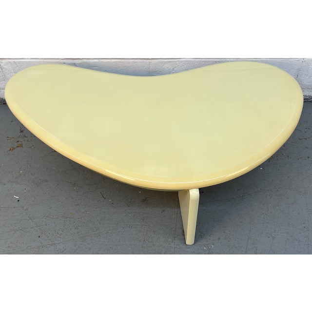 Mid 20th Century Modernist Lacquered Kidney Shaped Ivory Coffee Table For Sale - Image 10 of 10