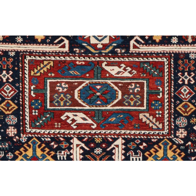 Traditional Antique Circa 1880 Blue Akstafa Caucasian Hand Knotted Rug 3'10 X 8'2 For Sale - Image 3 of 11