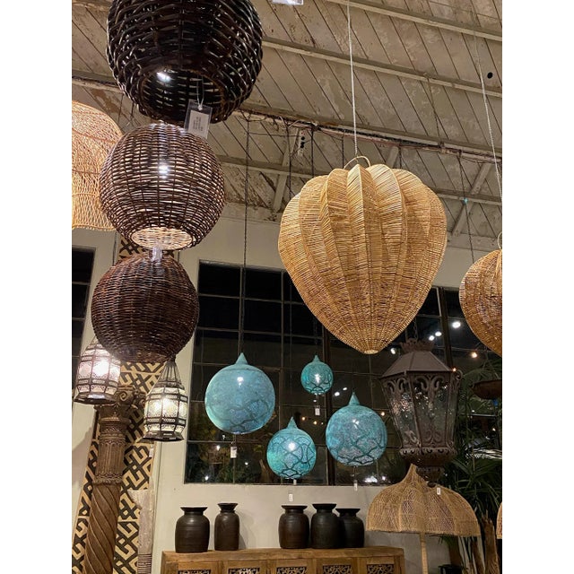 Honey Rattan Starfruit Pendant Light Large For Sale In Los Angeles - Image 6 of 8