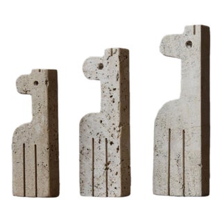 Vintage Travertine Giraffe Sculpture Trio by Fratelli Mannelli, Circa 1970s For Sale