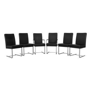 D2 Leather Chairs in Black from Hülsta, Set of 6 For Sale