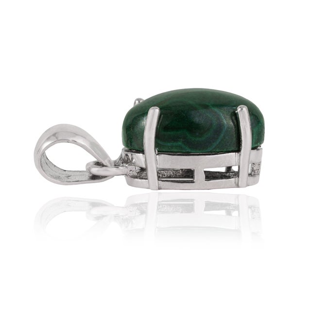 Not Yet Made - Made To Order Modernist 10.74 Ct Malachite Cabochon Solitaire Pendant in 925 Sterling Silver For Sale - Image 5 of 12