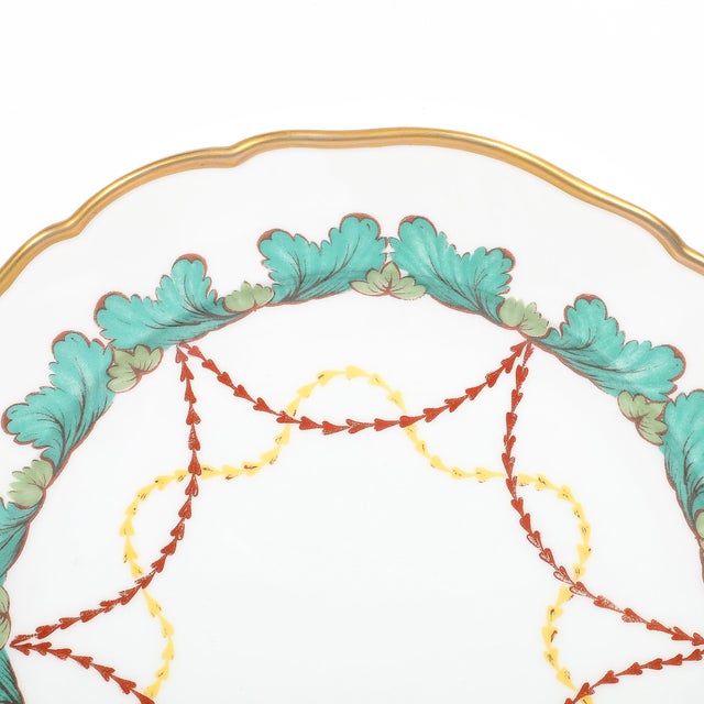 Set of 16 Turquoise & 24k Gilt Border Porcelain Dinner Plates by Hutschenreuther For Sale - Image 13 of 16