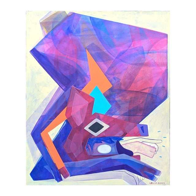 Cecilia Beaven Contemporary Abstract Orange, Purple, and Blue Biomorphic Animal Figure Painting, 21st Century For Sale - Image 4 of 11