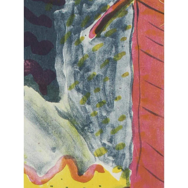 Modern Michael L. Mason Colorful Abstracted Landscape Lithograph on Paper With Pink and Yellow, 1952 1952 For Sale - Image 3 of 5