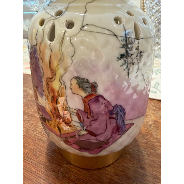 Rare Antique Jean Pouyat Limoges (j.p.l.) Hand-Painted Japonisme Veilleuse Tea Warmer, France For Sale - Image 9 of 18