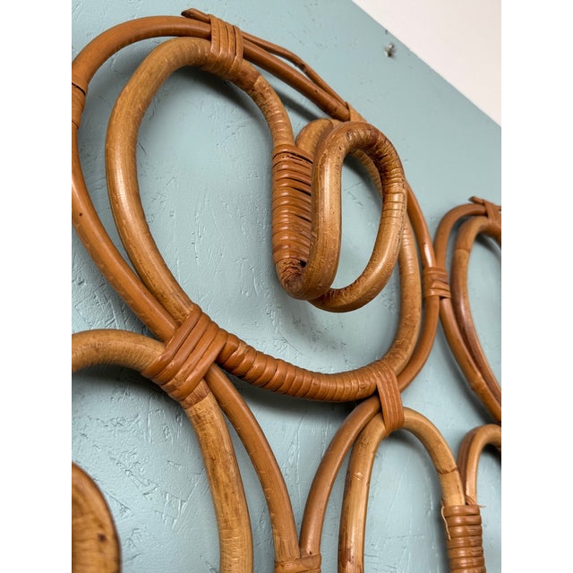 Light Yellow Bamboo and Wicker Coat Rack, Italy, 1960s For Sale - Image 8 of 12