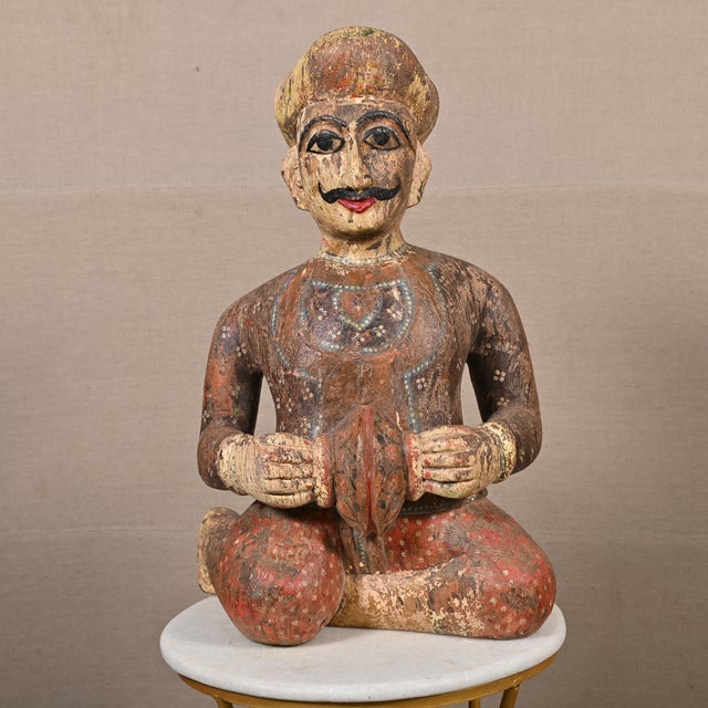 Vintage Indian Wooden Pop Musical Man Figurines Wooden Statue Chairish