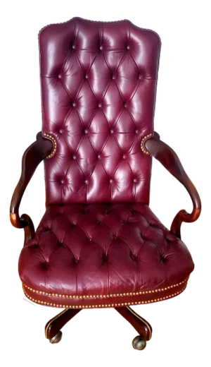 Vintage Hickory Chair Tufted Oxblood Leather Executive Desk Chair