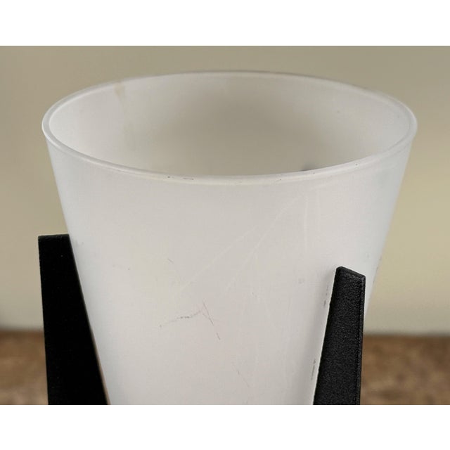 Contemporary Vintage 1980's Postmodern Futuristic Black Metal & Glass Vase For Sale - Image 3 of 8