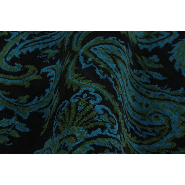 Textile Rug & Kilim's Modern Rug in Deep Blues With Paisley Florals For Sale - Image 7 of 10