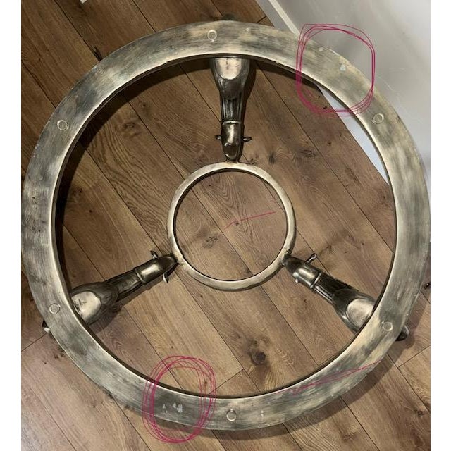 1980s Authentic Maitland-Smith Ltd. Three Eagle Pedestal Design Table Base With Glass Top For Sale - Image 11 of 13