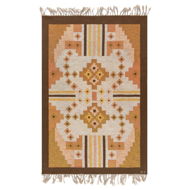 Doris Leslie Blau Vintage Swedish Flat-Weave Rug by Mary Sanberg, Signed MS For Sale