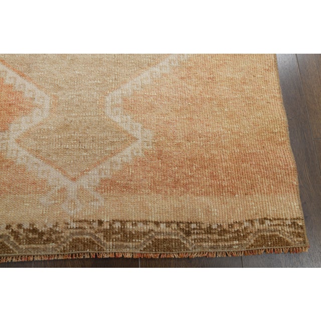 Orange 1970s Vintage Turkish Oushak Handmade Wool Cotton Orange Runner Rug For Sale - Image 8 of 11