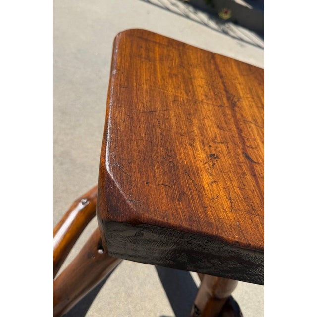 Mid 20th Century Old Hickory Plank Hand Made Stool For Sale - Image 4 of 7