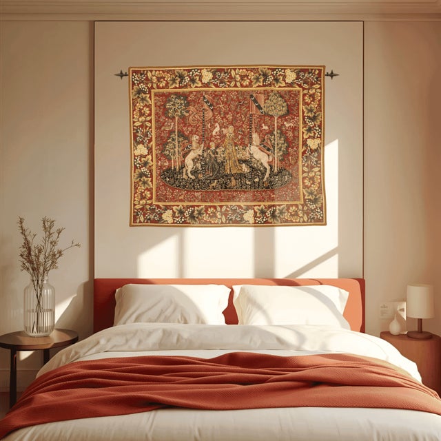 This beautiful tapestry is woven on a jacquard loom by skilled weavers, keeping alive the centuries old tradition of...