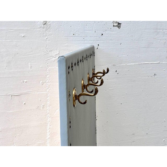 Wood Vintage Wall-Mounted Coat Rack with Brass Hooks For Sale - Image 7 of 11