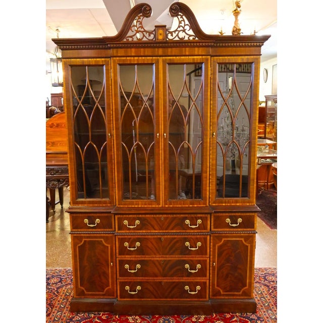 Councill Craftsman Inlaid Regency Style China Cabinet Bookcase Breakfront Dimensions : 89" Tall X 58" Wide X 17" Deep This...