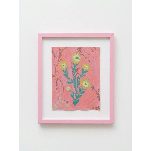 Unique, one of a kind and original Ebru flower paintings with a marbled background by artist, ByMelvin.