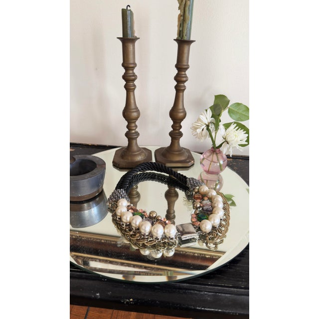 Vintage Y2k Chunky Mixed-Media Statement Bib Necklace For Sale - Image 9 of 13