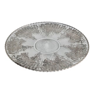 Vintage Large Round Art Nouvea Style Platter W/SIlver Overlay For Sale
