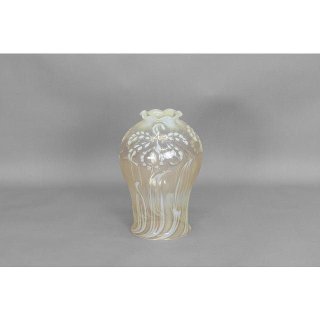 Vaseline glass lamp shade. Circa 1880.