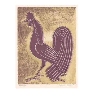 1950s Valenti Angelo Rooster Linocut