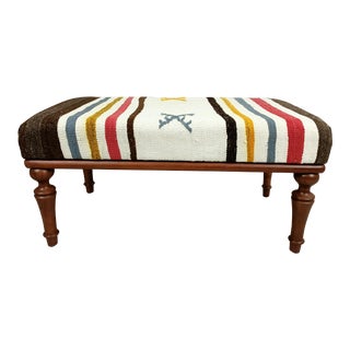 Embroidered Kilim Upholstered Bench For Sale