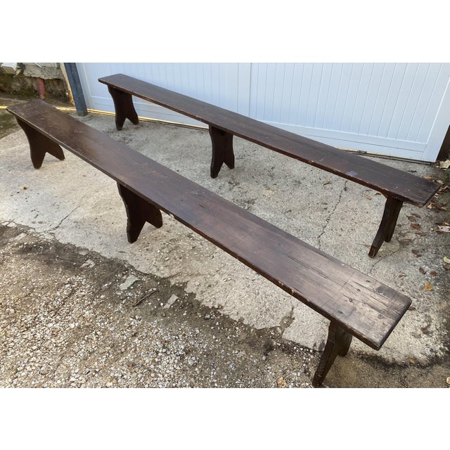 Rustic Wood Farmhouse Bench, 1950s For Sale - Image 15 of 17