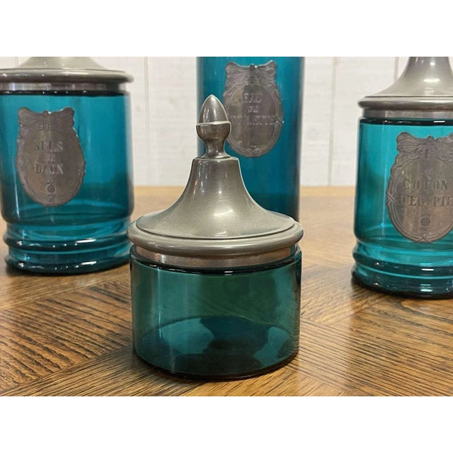 Metal Toiletry Bottles from Etain À La Rose, 1970s, Set of 4 For Sale - Image 7 of 9