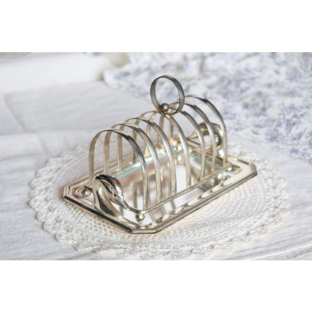 Metal Antique Silver-Plated Toast Rack with Swan Motif, 1970s For Sale - Image 7 of 7