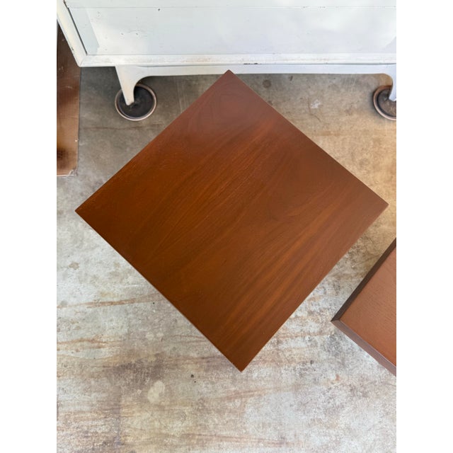 Milo Baughman 1960s Walnut Cruciform Side Tables Attributed to Milo Baughman, Pair For Sale - Image 4 of 12