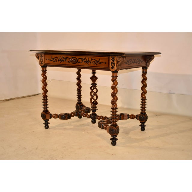 19th Century 19th Century French Walnut Inlaid Desk For Sale - Image 5 of 12
