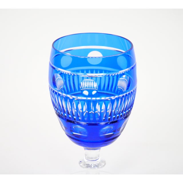 Large Val Saint Lambert Cobalt Blue Crystal Wine and Water Service for 12 People For Sale - Image 14 of 14