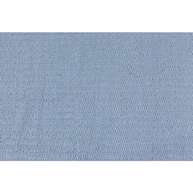Modern Steel-blue Flat Weave Wool Rug For Sale In New York - Image 6 of 8