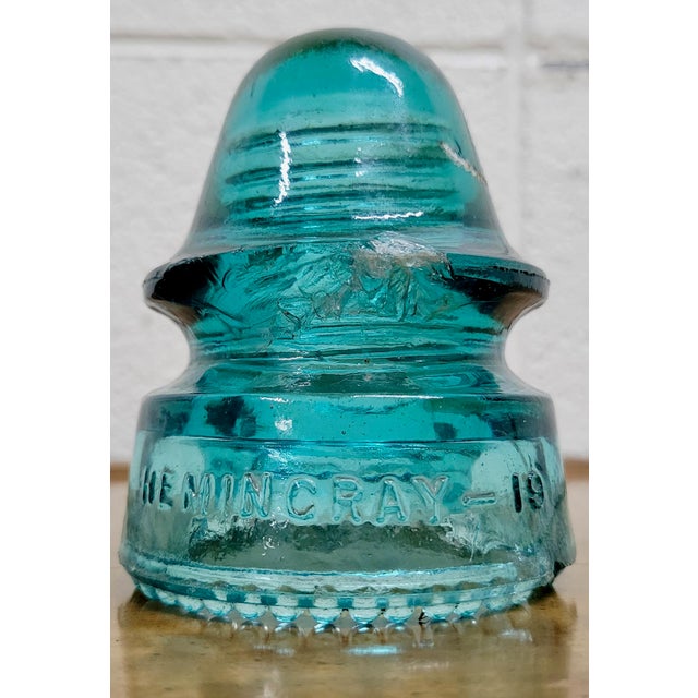 Mid 20th Century Vintage Hemingray 19 Aqua Teal Glass Insulator For Sale - Image 5 of 12