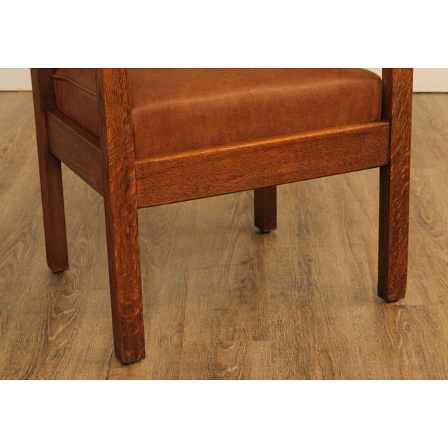 1910s Antique Mission Oak Spindle Back Armchair For Sale - Image 5 of 13