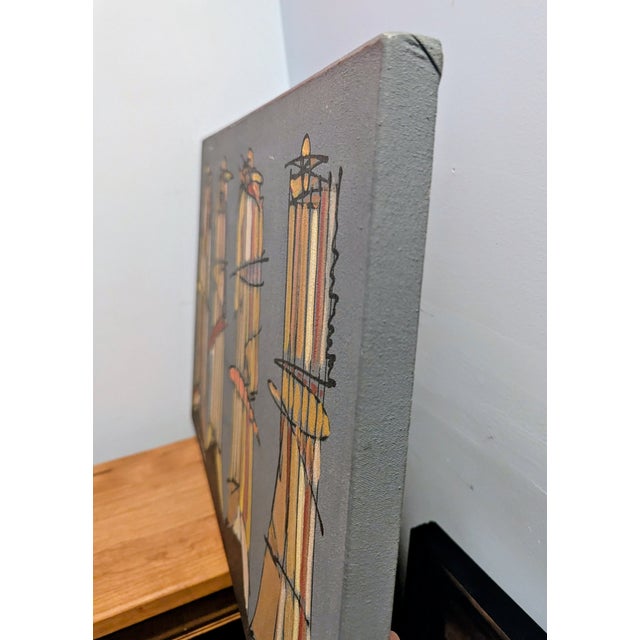 1990s Acrylic Painting With India Ink on Stretched Canvas by Brazilian Artist Fernando Duarte Modern Art For Sale - Image 10 of 11