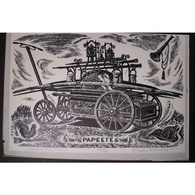 Expressionism Charles Surendorf (1906-1979) Columbia's Fire Engine Named Papeete - Linocut For Sale - Image 3 of 4