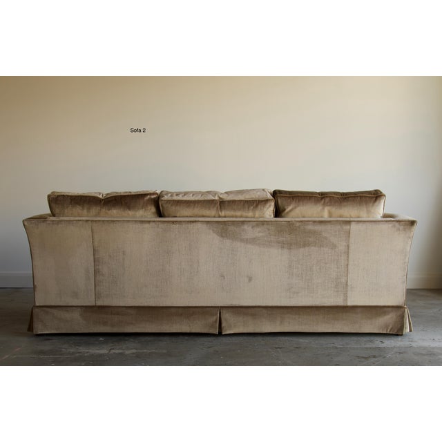 Late 20th Century Champagne Velvet Pair of Tuxedo Sofas by Sherrill, Made in Usa For Sale - Image 10 of 13