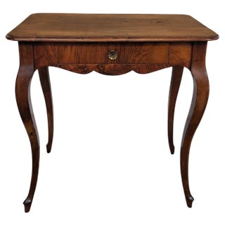 talian Walnut Desk Side Table with Cabriole Carved Legs, 1890s For Sale