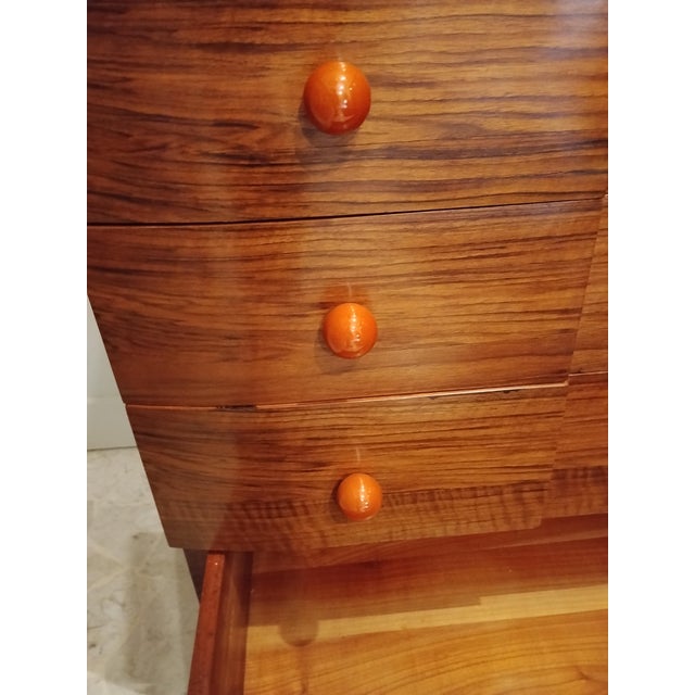 Art Deco Chest of Drawers in Walnut with Bakelite Knobs, Italy, 1930s For Sale - Image 12 of 14